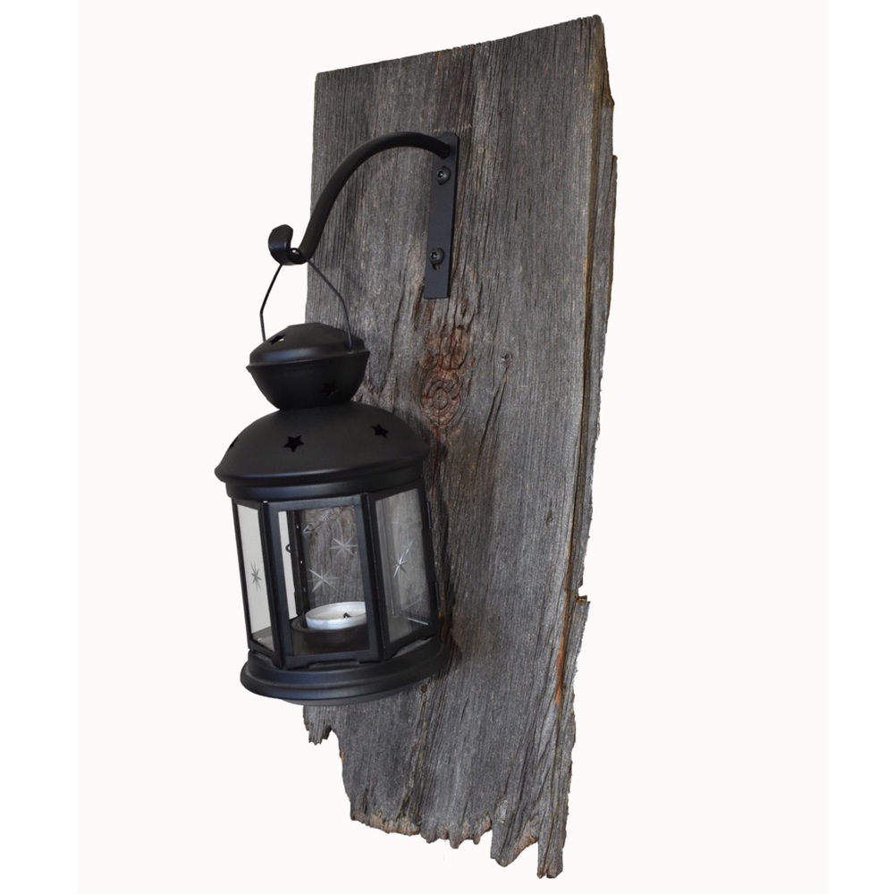 Lantern/Plant Hook on Authentic Barn Wood - Picture 2 of 4